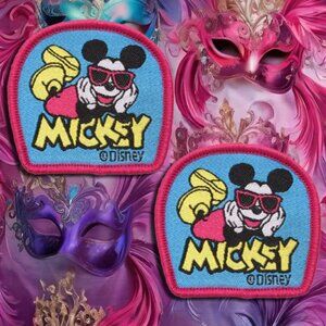 (2) VINTAGE Mickey Mouse SEW ON Patch Fun Badges Clothing Accessories Embroidery